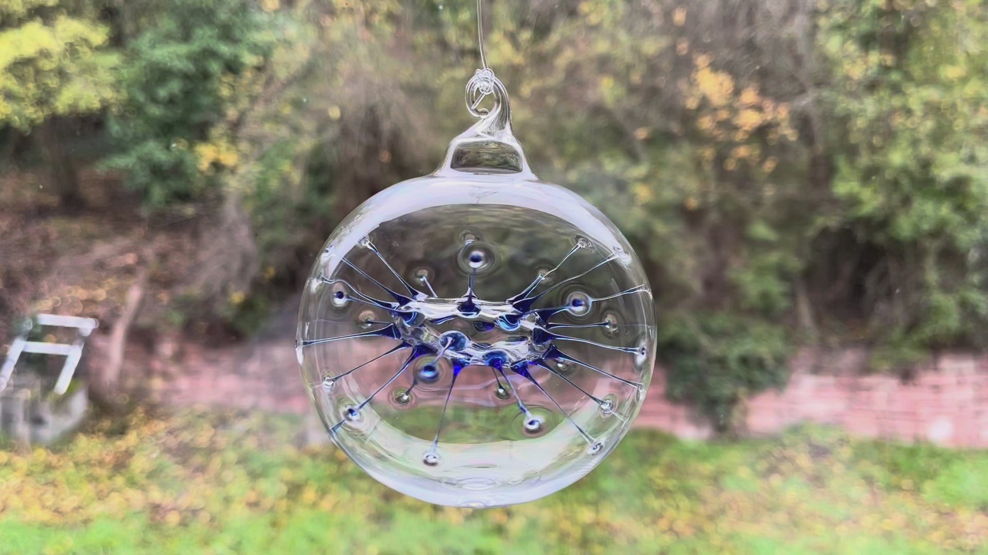 Witch Ball Blue - handblown glass ornament