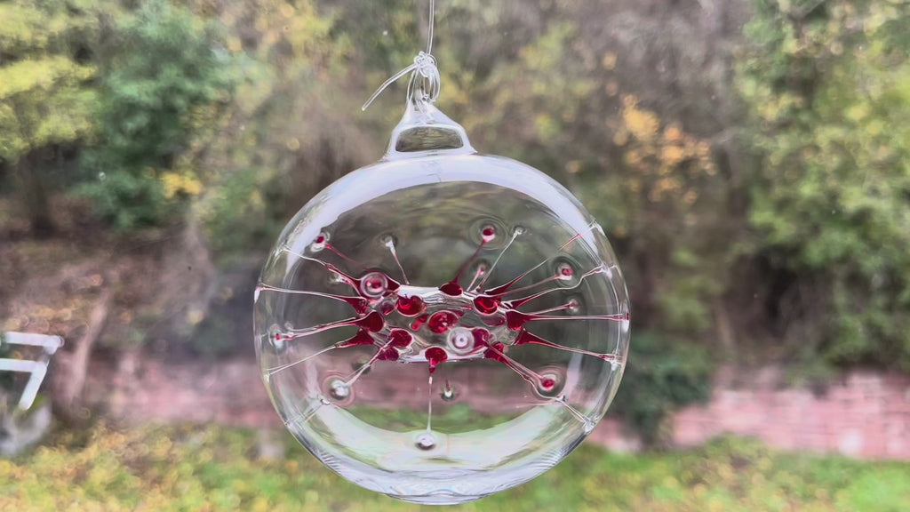 Witch Ball Red - handblown glass ornament
